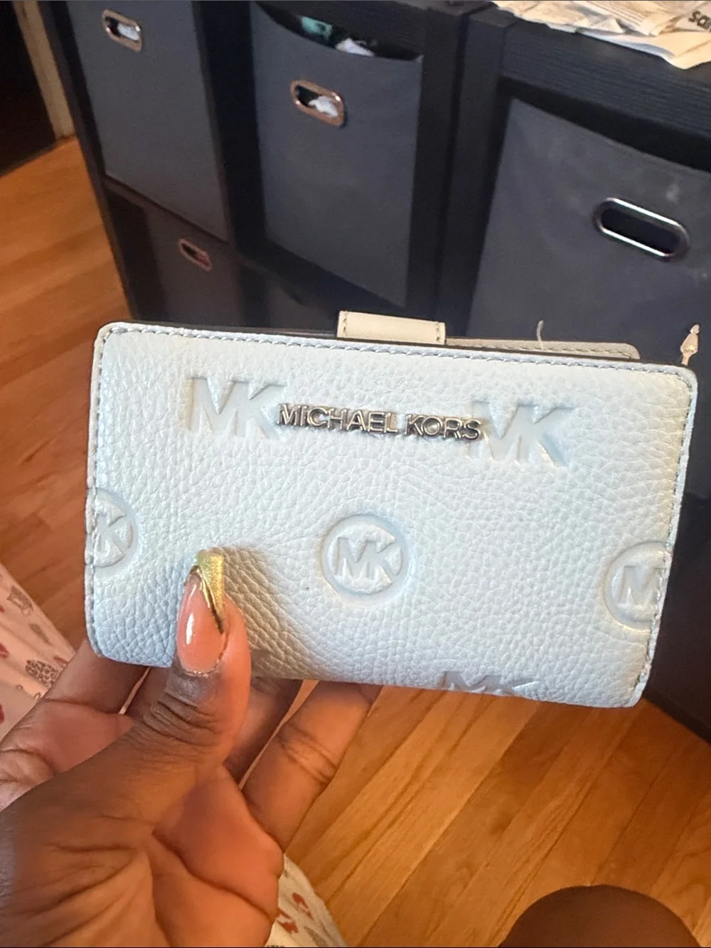 Michael Kors White Embossed Logo Small Wallet
